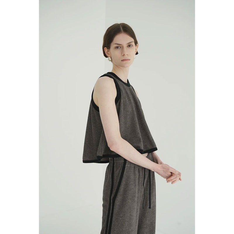 PILE FLARE TANK TOPS -BROWN-