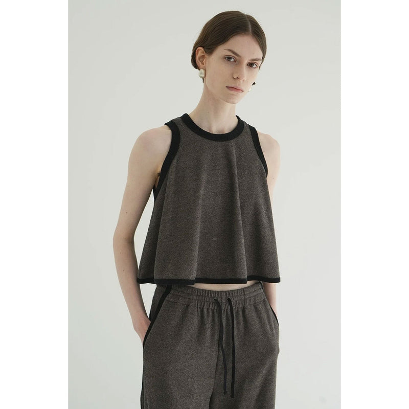 PILE FLARE TANK TOPS -BROWN-