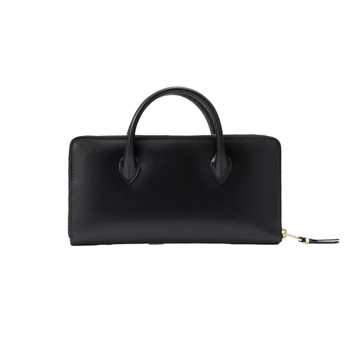 Long Zip Around Wallet With Handle -BLACK-