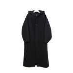 MELTON HOODED WORK COAT-BLACK-