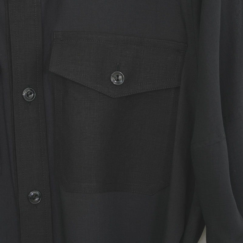 SHEER TWILL DRESS-BLACK-