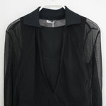 SHEER LAYERED POLO-BLACK-