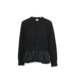 サテンペプラムニットカーデ -BLACK-