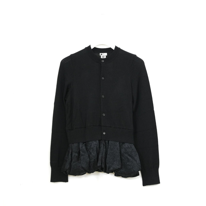 サテンペプラムニットカーデ -BLACK-