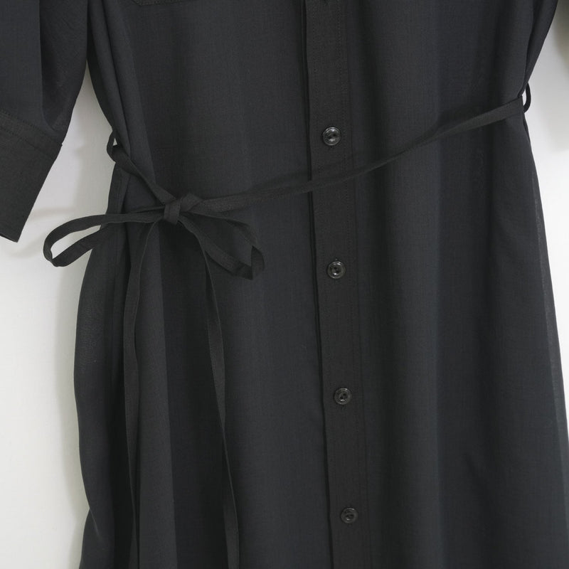 SHEER TWILL DRESS-BLACK-