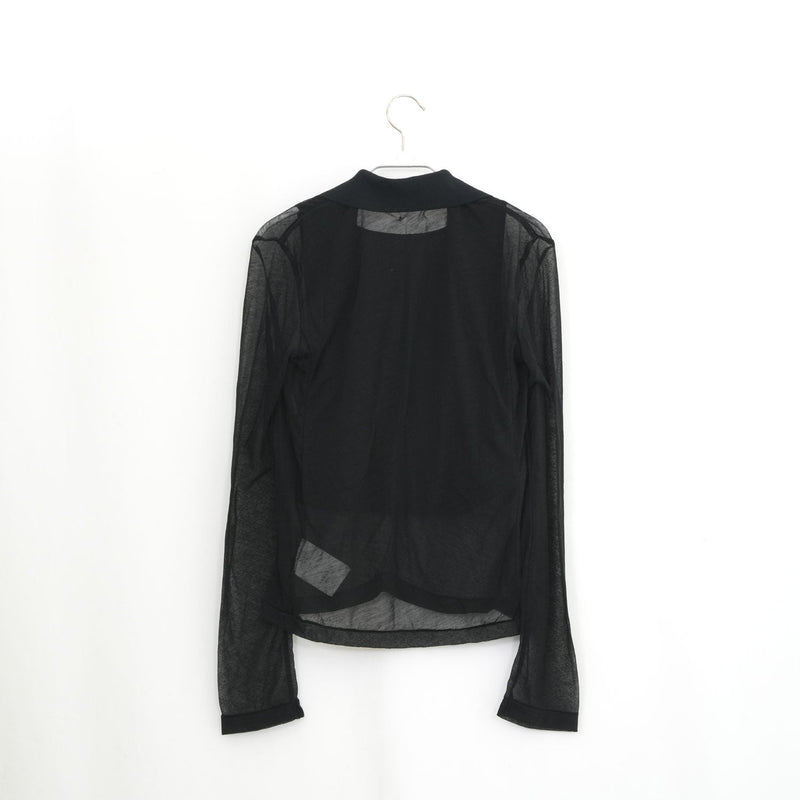SHEER LAYERED POLO-BLACK-