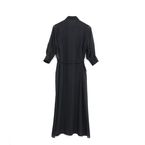 SHEER TWILL DRESS-BLACK-