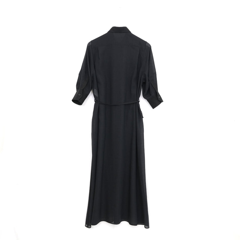 SHEER TWILL DRESS-BLACK-