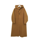 MELTON HOODED WORK COAT-BLACK-