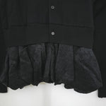 サテンペプラムニットカーデ -BLACK-