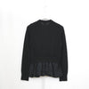 サテンペプラムニットカーデ -BLACK-