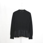 サテンペプラムニットカーデ -BLACK-