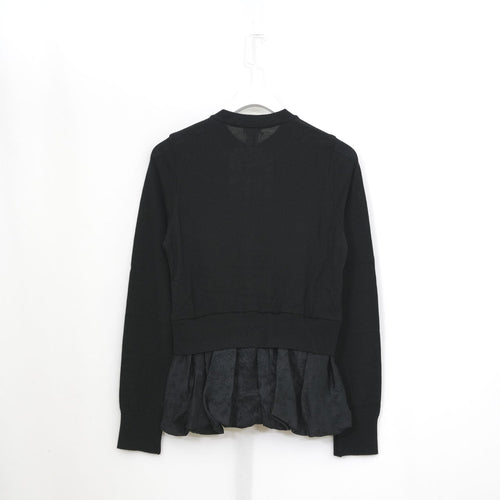 サテンペプラムニットカーデ -BLACK-