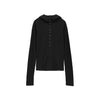 WOOL RIB HOODED TIGHT TOPS -BLACK-