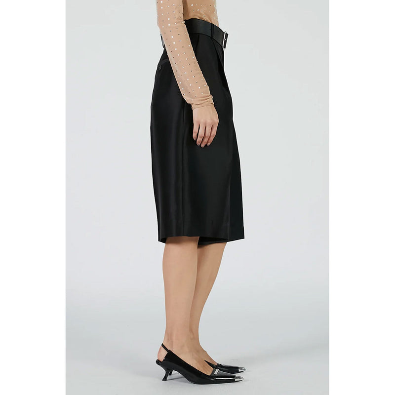 Organza Bermuda Pants-BLACK-