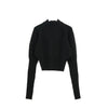 RIB SLEEVE SWEATER -BLACK-
