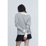 Plating Rib Layered Tee -WHITE×LT.GREY-