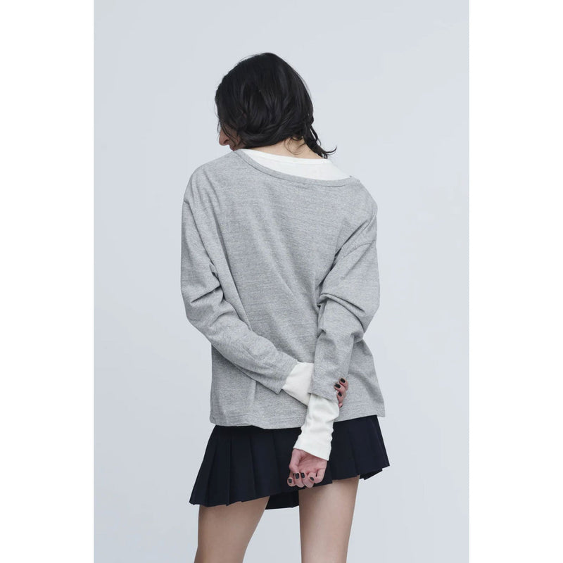 Plating Rib Layered Tee -WHITE×LT.GREY-