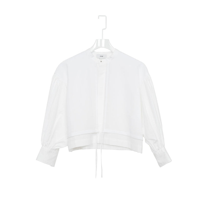 COTTON BALLOON SLEEVE BLOUSE-WHITE-