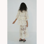SHEER FLOWER LACE SHIRTS -IVORY-