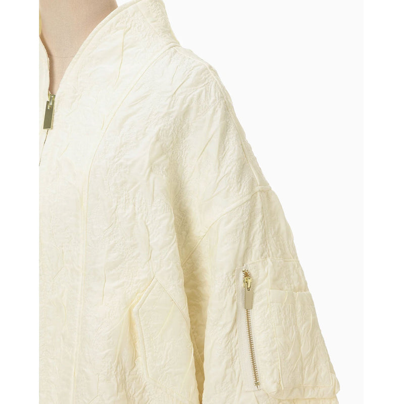 Floral Jacquard Triple Cloth Jacket -ecru-