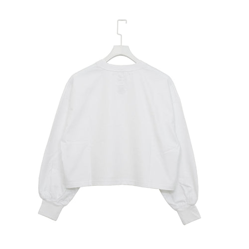 CROPPED LONG-SLV TEE/BIG FIT(6.5OZ)-WHITE -