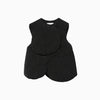 Floral Jacquard Rounded Down Vest - black