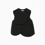 Floral Jacquard Rounded Down Vest - black
