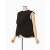 Floral Jacquard Rounded Down Vest - black