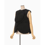 Floral Jacquard Rounded Down Vest - black