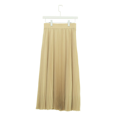 TAFFETA PLEATED SKIRT-CREAM-