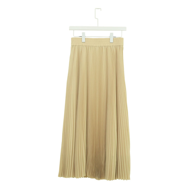 TAFFETA PLEATED SKIRT-CREAM-