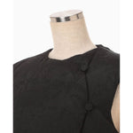 Floral Jacquard Rounded Down Vest - black