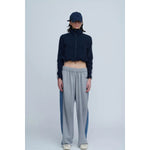 Fleece Tight Fit Track Jacket -NAVY-