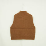 RIBBED KNIT WOOL VEST-CAMEL-
