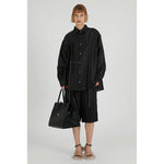 Organza Bermuda Pants-BLACK-