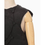 Floral Jacquard Rounded Down Vest - black