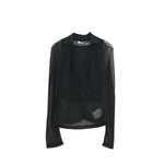 SHEER LAYERED POLO-BLACK-