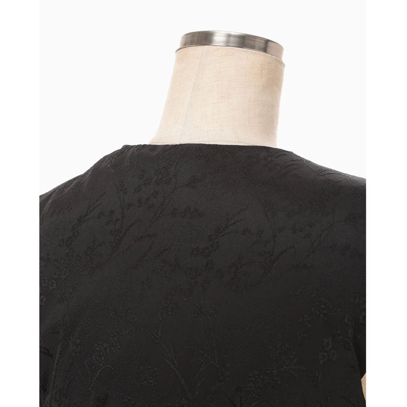 Floral Jacquard Rounded Down Vest - black