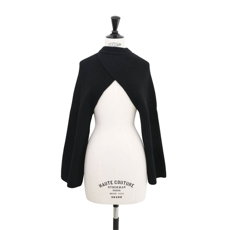 RIBBED KNIT WOOL SHRUG-CAMEL-