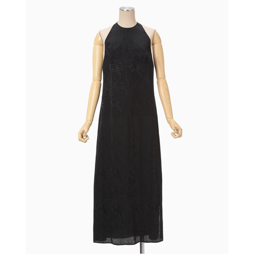 Floral Jacquard Camisole Dress - black