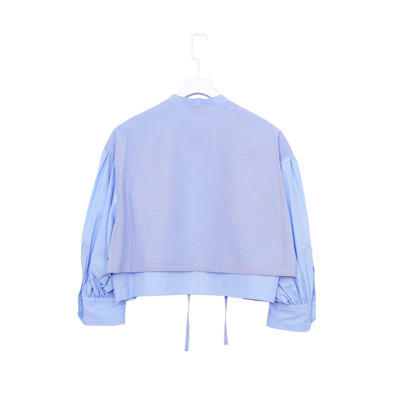 COTTON BALLOON SLEEVE BLOUSE-WHITE-