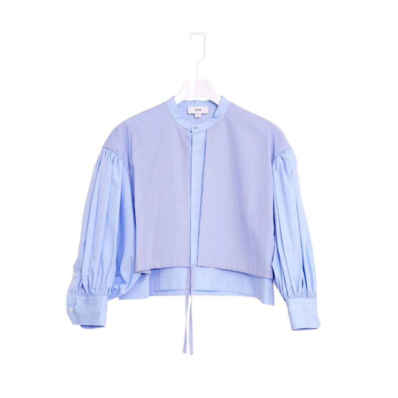 COTTON BALLOON SLEEVE BLOUSE-WHITE-