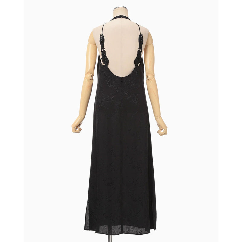 Floral Jacquard Camisole Dress - black
