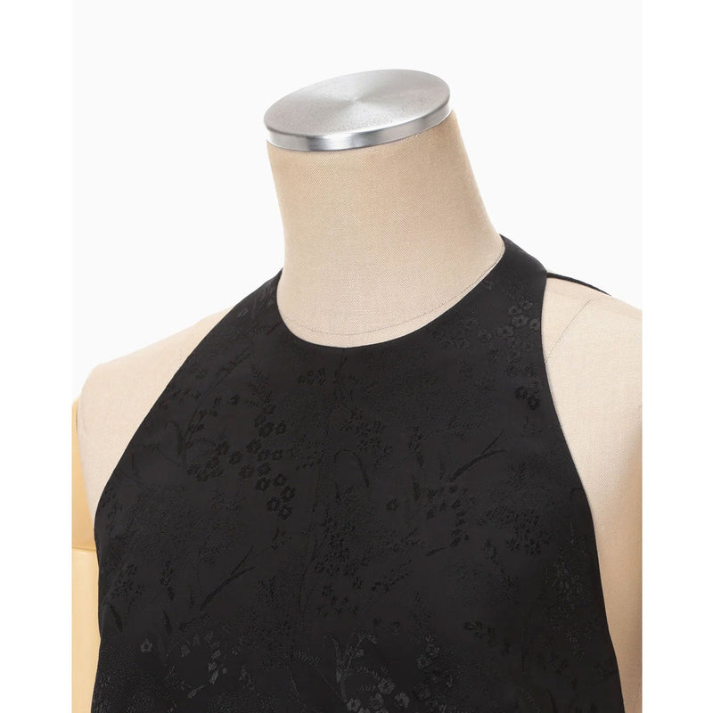 Floral Jacquard Camisole Dress - black