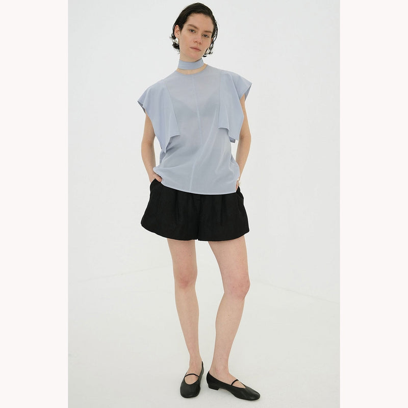 SQUARE SLEEVE BLOUSE -BLACK-