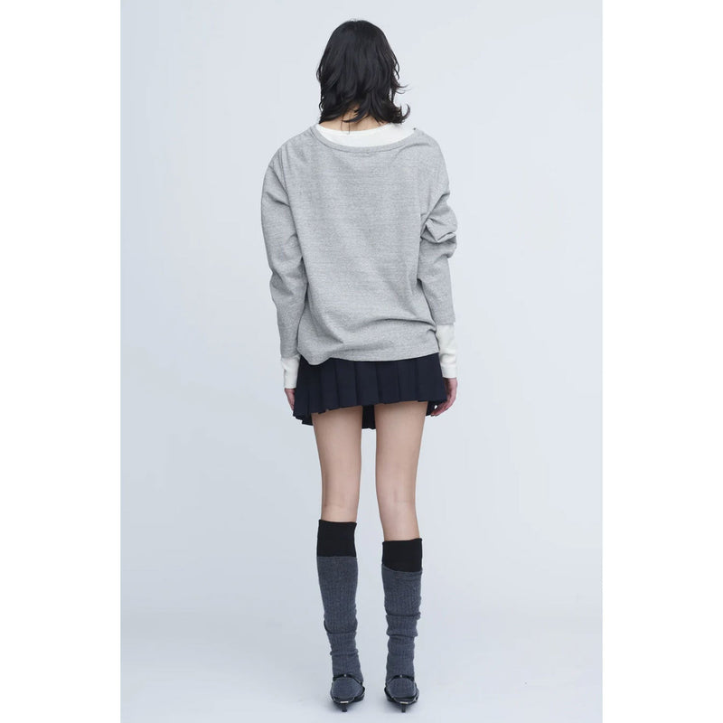 Plating Rib Layered Tee -WHITE×LT.GREY-