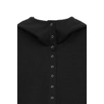 WOOL RIB HOODED TIGHT TOPS -BLACK-