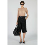 Organza Bermuda Pants-BLACK-