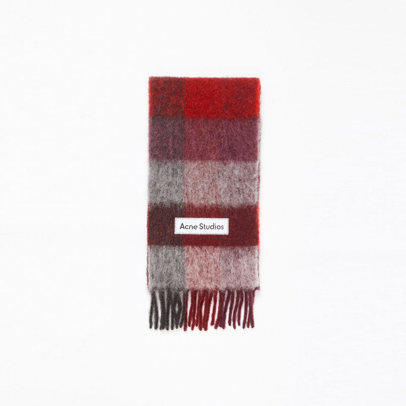 モヘアチェックスカーフ -RED/BLACK-